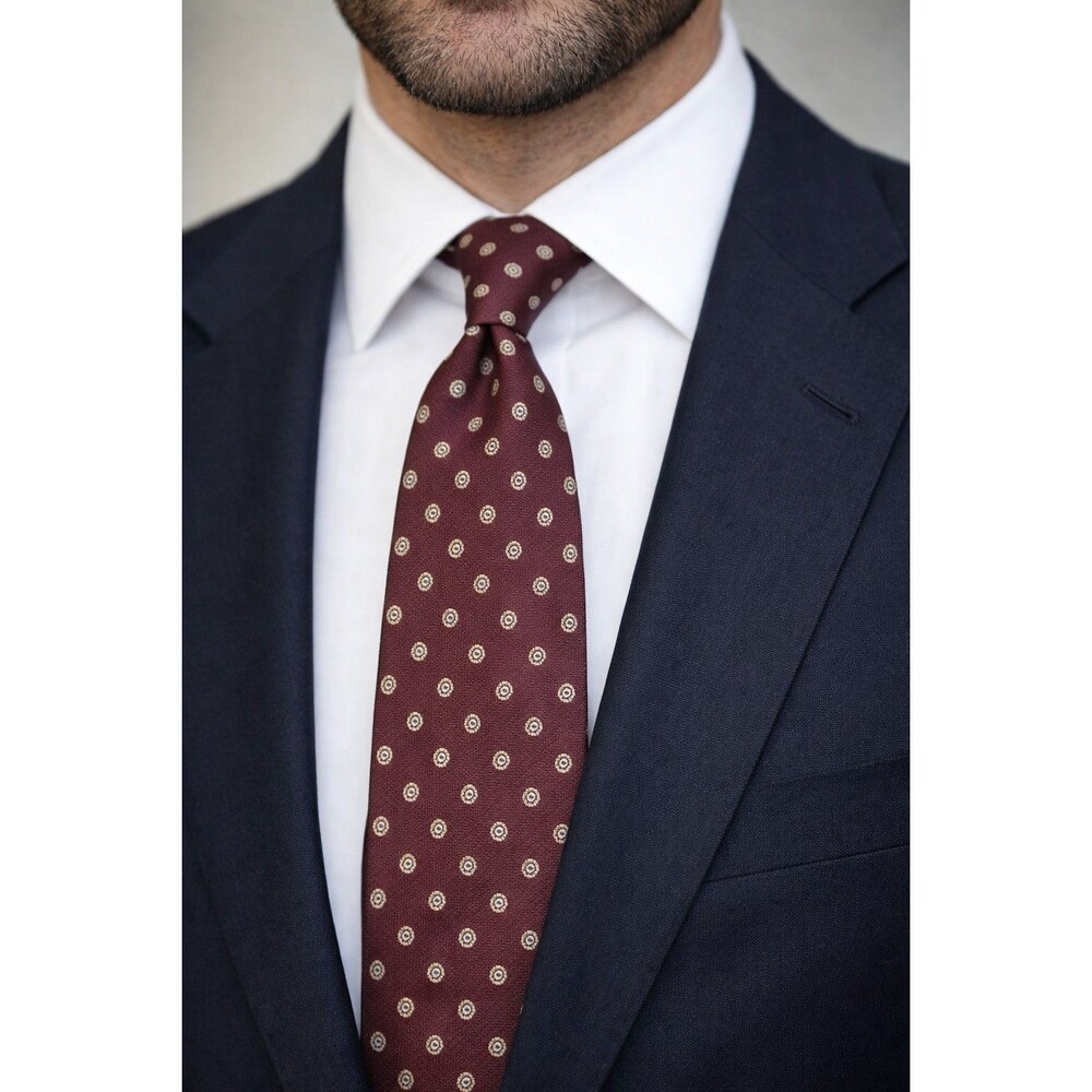 Dress Tie 70s 80s 90s Y2K Mens Giacomo Brown Polka Dot silk 3.25 Wide 57 Long